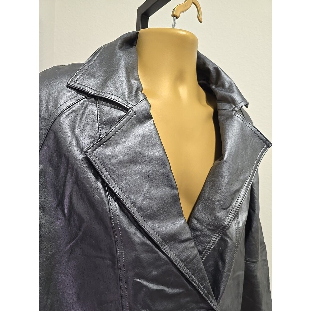 Metallic Dark Gray Leather Jacket Mens XL Pockets Rocker Beatnik Hipster Grunge